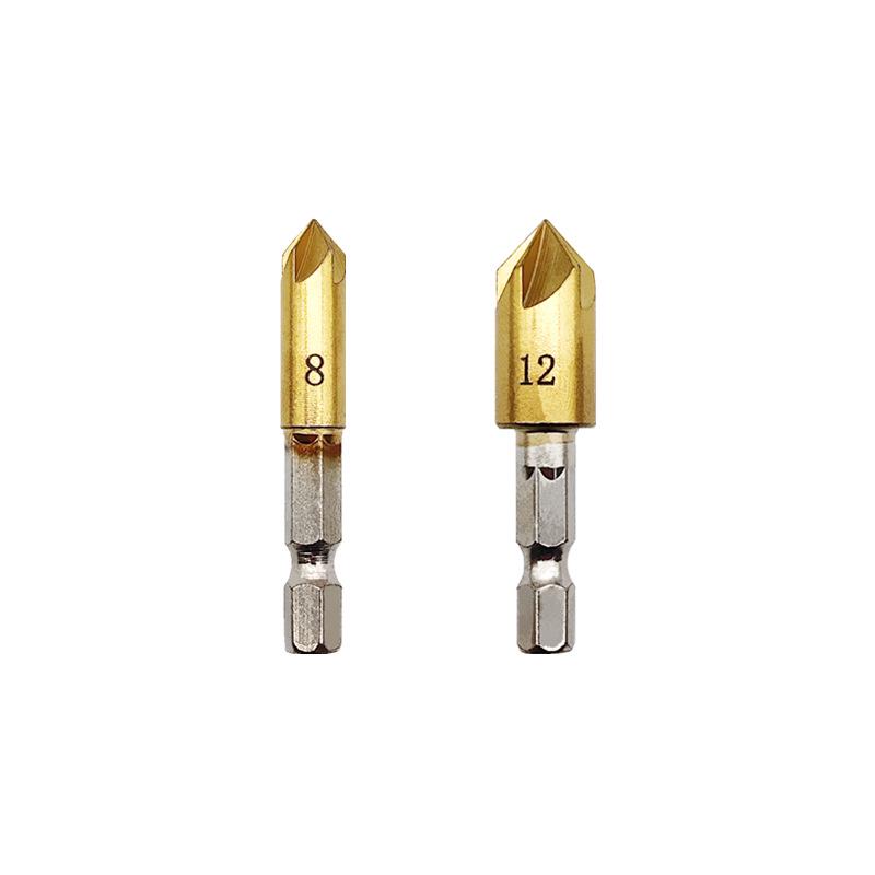 Hex Shank Titanium-Plated Five-Flute Countersink Drill for Woodworking