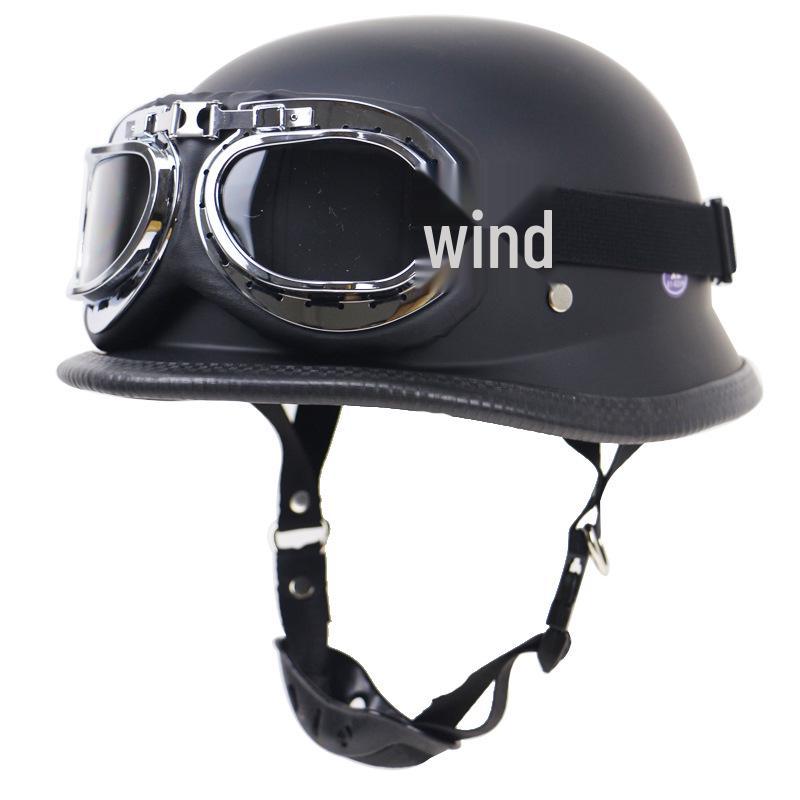 Retro DOT-Certified Half Motorcycle Helmet with Goggles for Outdoor Riding