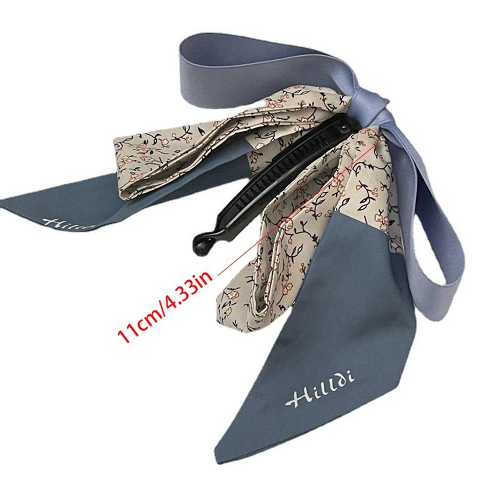Ribbon Bowknot Hair Clip Silk Scarf Vertical Clip Elegant Bow Banana Clip Women