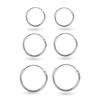 S925 Sterling Silver Jewelry Set of 3 Pair Small Endless Hoop Earrings for Girl Teen Women 12, 14 and 16MM