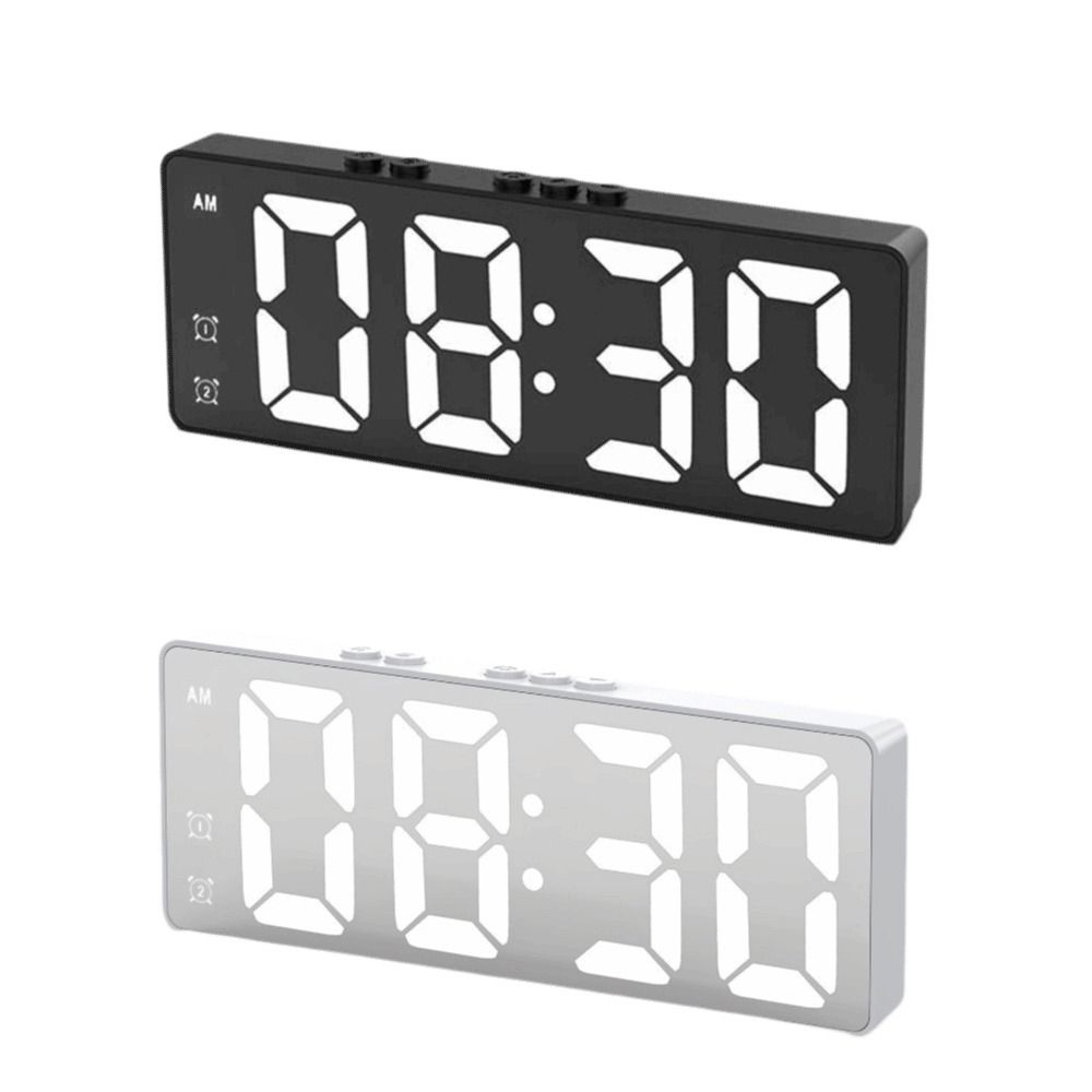 Mirror Display LED Mirror Clock Adjustable Brightness Large Number Digital Alarm Clock USB/Battery Powered Mute Function