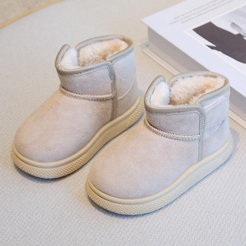 Детские зимние ботинки 2025 года, новые зимние короткие ботинки для мальчиков, утепленные и утолщенные, хлопковые ботинки для девочек, теплая детская хлопковая обувь