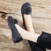 Vintage Summer Genuine Leather Shoes Without Heels Women's Moccasin Woman Ballet Flats Slip On Floral Loafer Ladies Chic Shoes