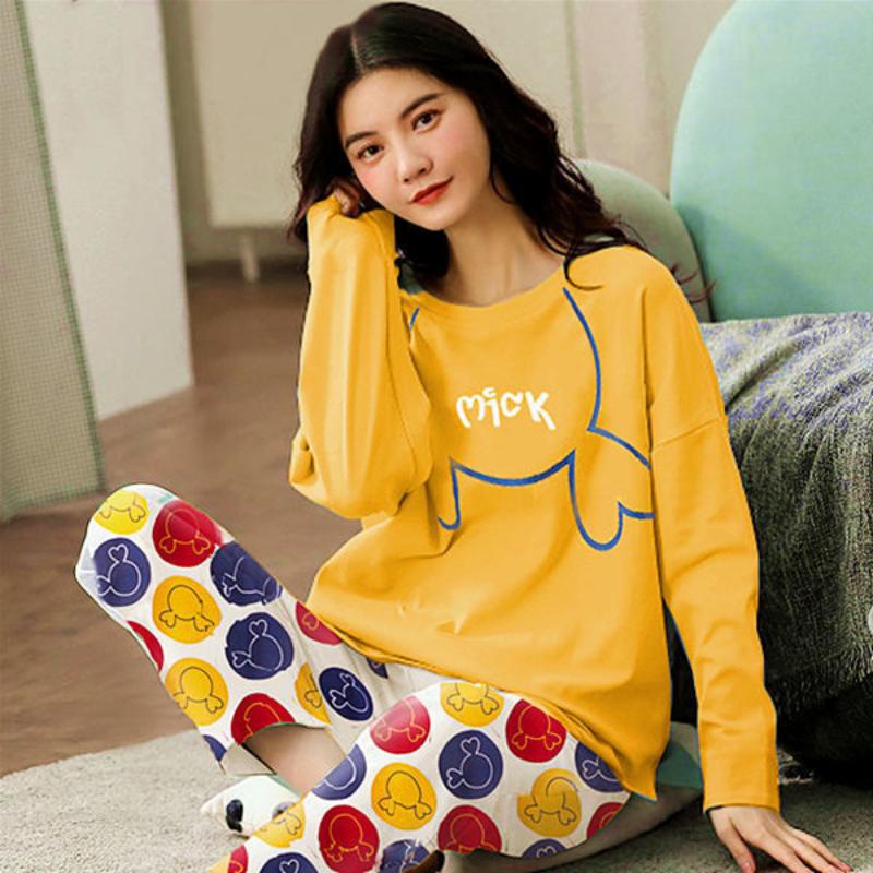 Plus Size Women's Korean Style Winter Pajamas Set, Long Sleeve Loose Fit Two-Piece Homewear, Casual Loungewear Suit for Indoor & Outdoor Wear