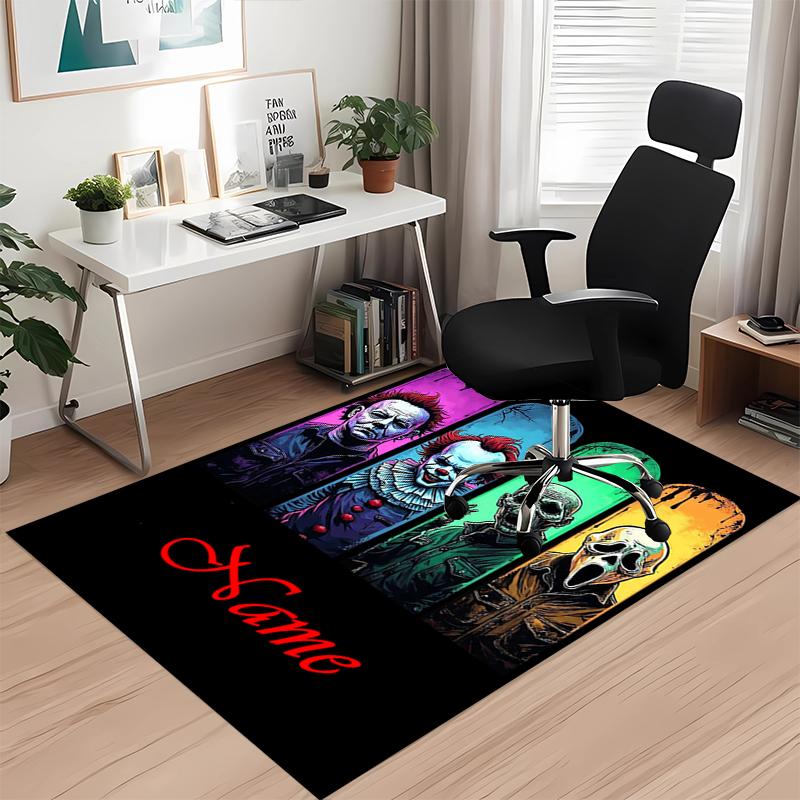 Custom Name Halloween horror Printed Carpet, for Office Chair Living Room Bedroom Kitchen Room Decor Gifts.