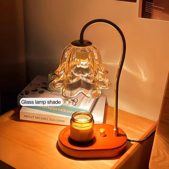 Лампа-подогреватель свечей с деревянной основой, функцией таймера, регулируемой яркостью, ароматизированным воскотопом