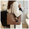 Korean Style Minimalist Bucket Bag Women Faux Leather Tote Shoulder Handbag Large Capacity Commuter Purse