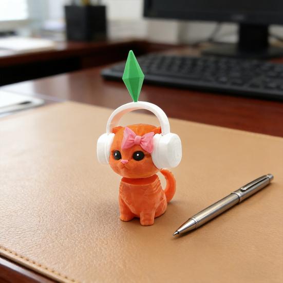 Милая статуэтка кошки 3D-печать, кошка с качающейся головой на пружине для приборной панели автомобиля, домашнего офиса, рабочего стола, коллекционный животный орнамент для игры