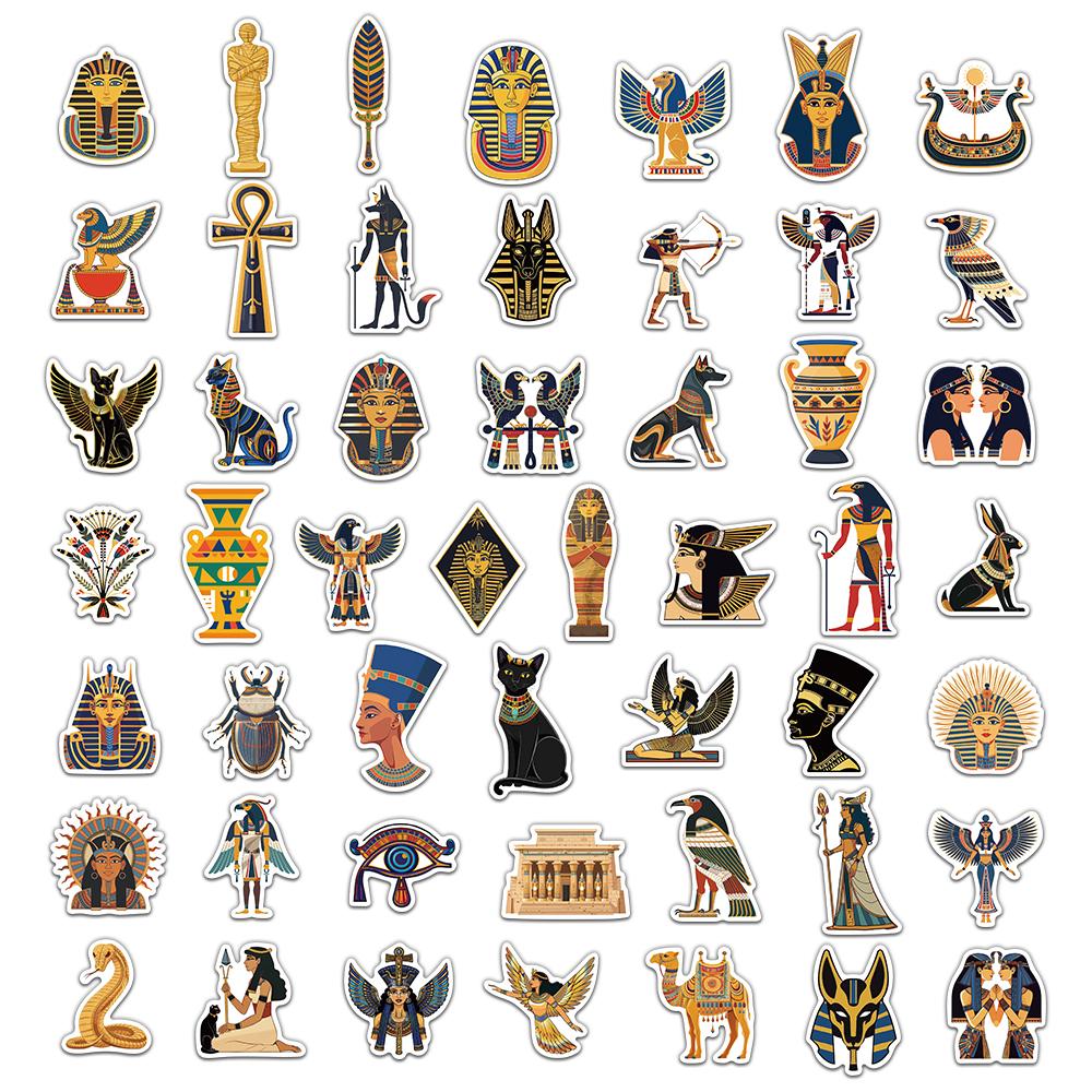 50PCS Ancient Egyptian Pharaoh Stickers Cultural and Creative Exquisite Handbooks Phone Case Laptop Luggage Waterproof