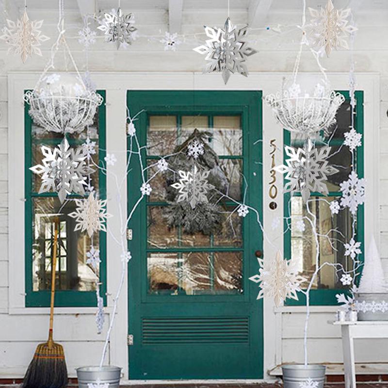 6X 3D Полые Снежинки Подвесные Украшения Рождественский Подвес Рождественский Домашний Декор AVE