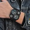 Oulm 1169 Black Sport Men's Watches Square Dial Unique Decorative Compass Male Quartz Watch Casual Men Wristwatches