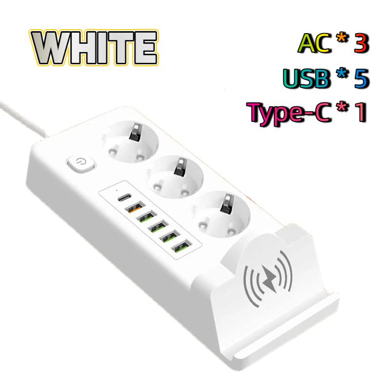 EU To EU Power Station – Multi-Outlet USB PD Strip with Built-in Charging Pad