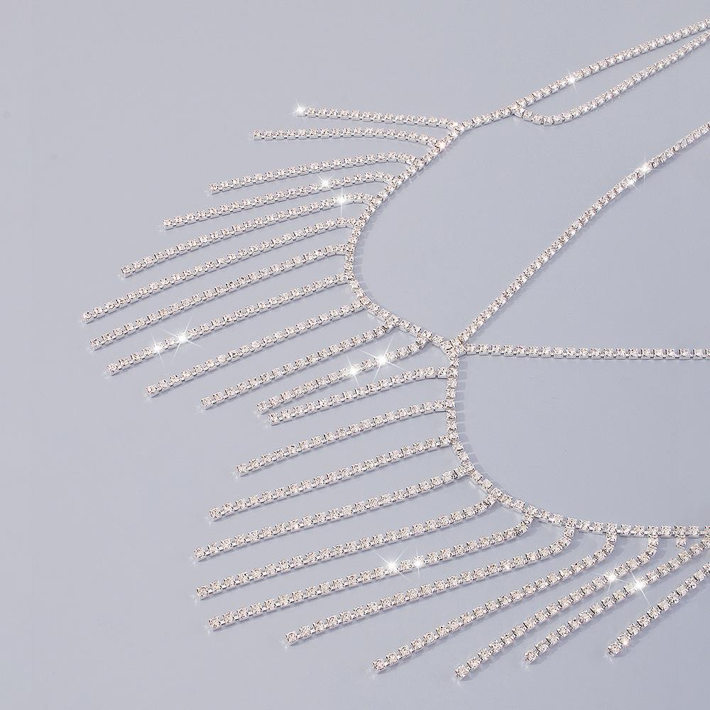 Exaggerated Beach Bikini Sexy Body Chain Fashionable Metal Tassel Diamond Temperament Chest Chain