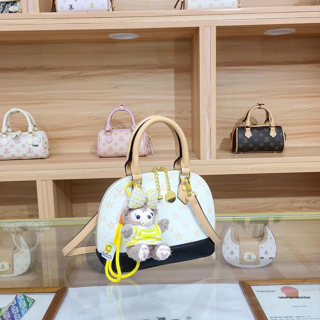 High-End Vintage Monogram Shell Crossbody: 2025 Influencer Chic Colorblock Handbag