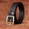 Ремень женский, минималистичный, модный, универсальный, из латуни, с пряжкой, из глянцевой кожи, из натуральной яловой кожи, повседневный джинсовый ремень