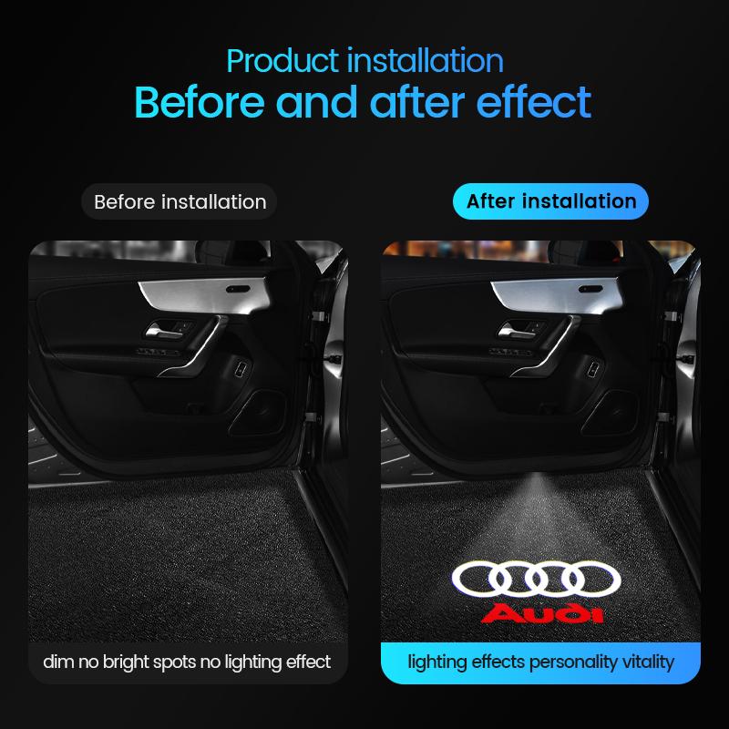 2Pcs LED Car Door Welcome Light Car Logo Projector Lights For Quattro For f2 Sline RS A3 A4 A5 A6 A7 A8 S3 S4 Q2 Q3 Q5 Q7 S6