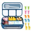 16-Piece Plastic Bento Lunch Box Set for Students with Microwave-Safe Compartments and Fruit Picks