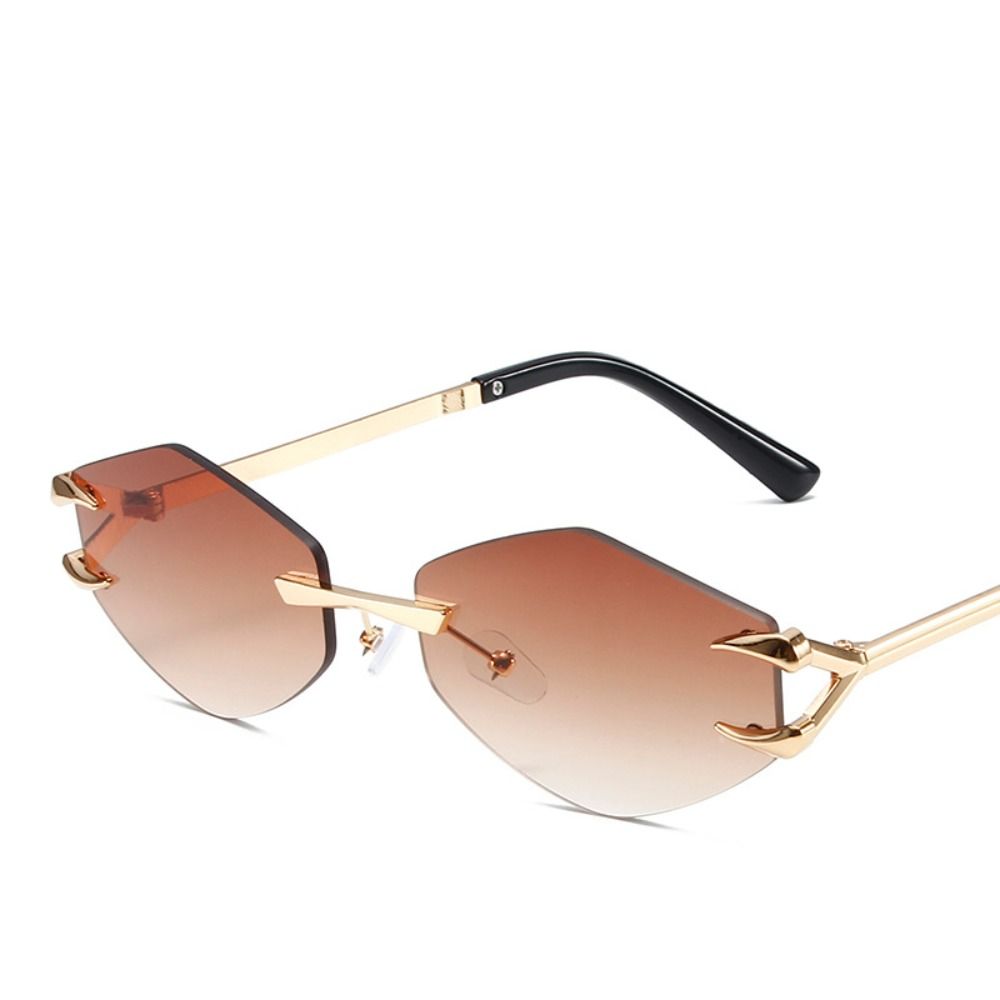 Солнцезащитные очки без оправы в стиле ретро с градиентом UV400, популярные металлические очки без оправы, квадратные солнцезащитные очки для мужчин и женщин
