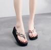 Fashion Lady Slippers Shoes Retro for Women's Summer Flip Flops Casual Flat Sandals Beach Open Toe Platform Female Outdoor 6.5cm