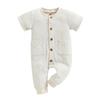 Unisex Baby Boy Girl Romper Solid Color Newborn Clothes Infant Summer One Piece Outfit Waffle Knit Jumpsuits