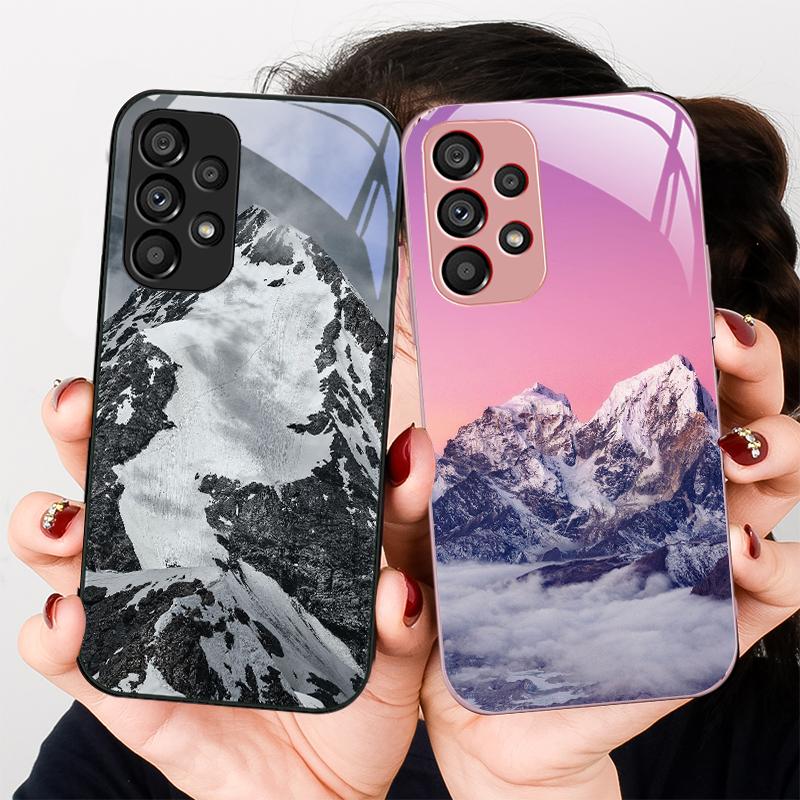 Пейзаж снежной горы Для Samsung S8 S9 S10 S20 Ultra S21 Pro S22 Plus S23 FE S24 Ultra S25 Edge S25Ultra Стеклянный чехол для телефона