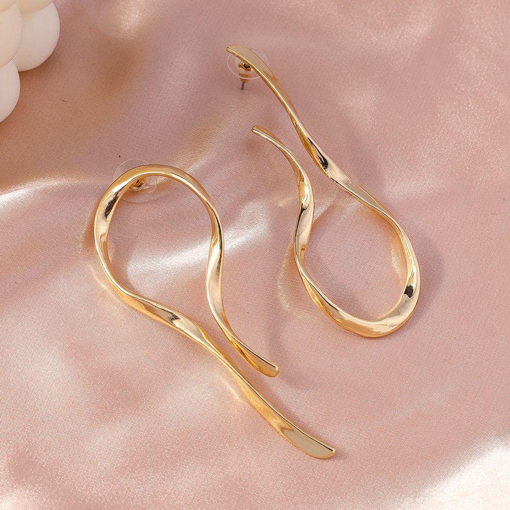 Alloy Dangle Earrings Gold Silver Color Metal Earrings Charm Asymmetric Line Earrings For Women