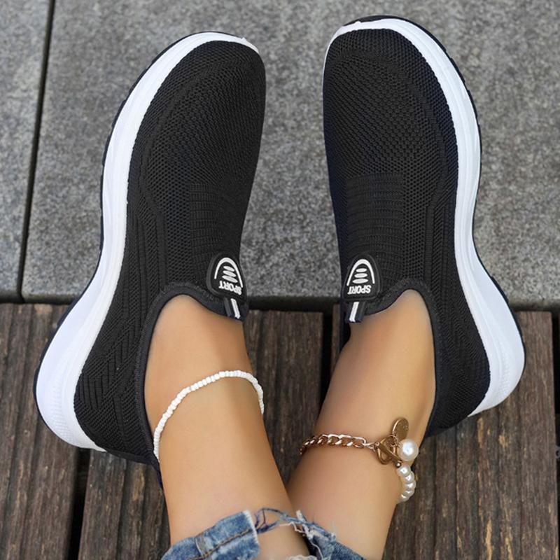 Мода модные дышащие трикотажные белые кроссовки женские весна осень удобные мягкие подошвы повседневная обувь женские легкие туфли без застежек на плоской подошве