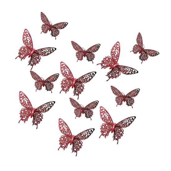 12 Pcs 3D Butterfly Wall Decor 3 Sizes Hollow Butterfly Decoration for Birthday Party Cake Topper Removable Wall Murals Decal for Kids Room