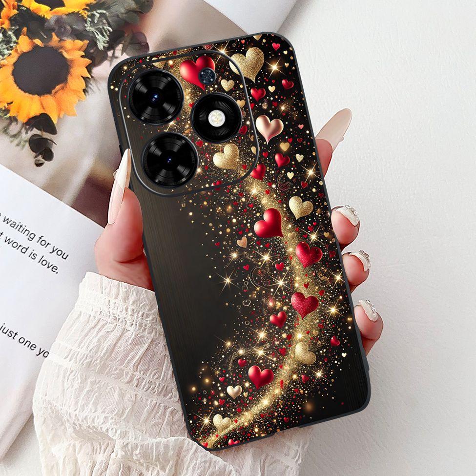 Для Tecno Spark Go 2024 BG6 Задняя крышка Для Tecno Spark Go 2024 Чехол Модный Роскошный Цветы Милый Мультяшный Кот Ударопрочный Силиконовый
