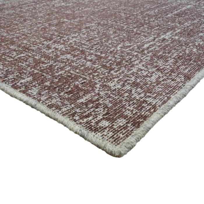 Tapis salon en laine terracotta beige 200x290