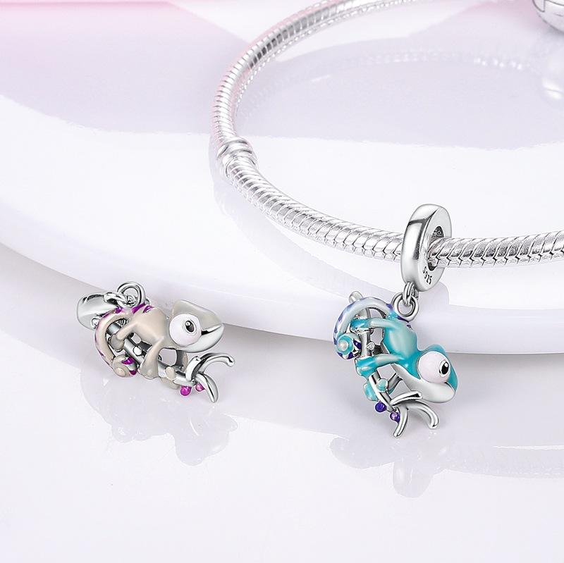 Dora Copper Plated 925 Silver Beaded Accessories Diy Cute Animal Bracelet Necklace Pendant Gift