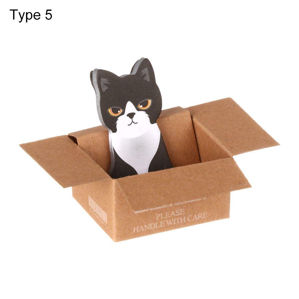 School Supplies Stationery Stickers Memo Pad Cartoon Cat Sticky Notes Kitten In Box Office Notepad