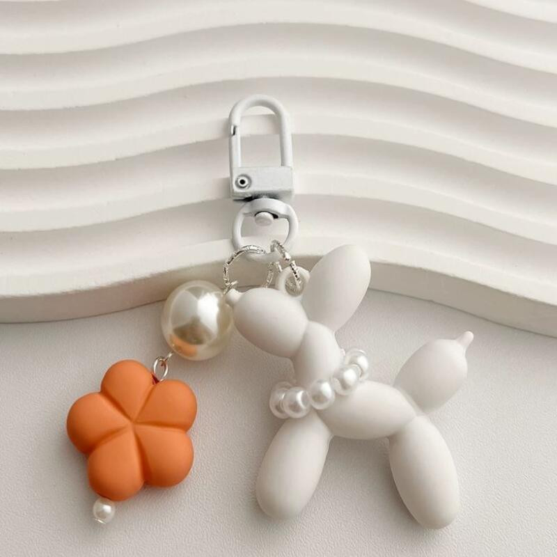 1+1 Balloon Puppy Pearl Keychain Couple Friendship Keyring