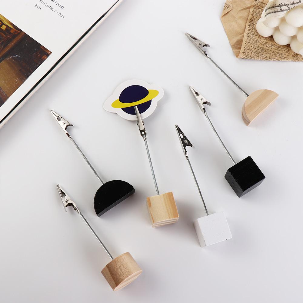 Party Supplies Message Memo Wooden Base Memo Clip Card Holder Photo Paper Clamp Bedside Ornaments