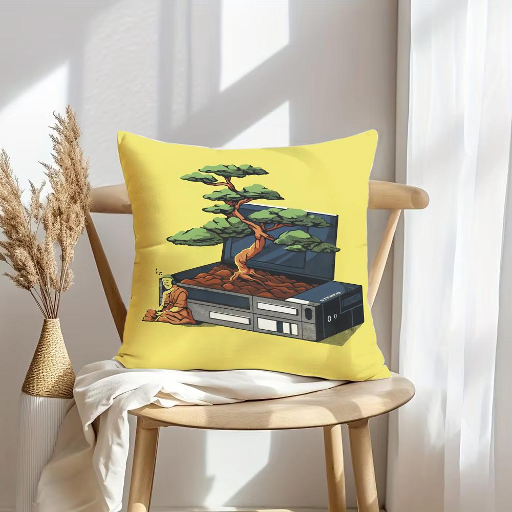 Retro Cassette Tape Cushion Cover Soft Plush Throw Pillow Cover DoubleSided Decorative Cushion Case Sofa Bedroom Home Decor