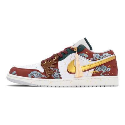 Air Jordan 1 Фрески Дуньхуана Устойчивые к истиранию Устойчивые к истиранию Низкие винтажные баскетбольные кроссовки Унисекс FQ7687-300(КомандаА-)