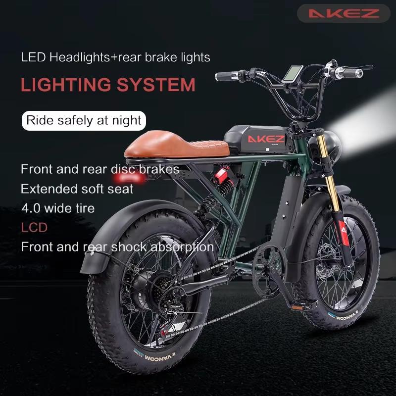 New S2 Smart and Powerful Akez 750W 13AH 48V Lithium Full Suspension Folding Mountain Electric Bike Fat Tires E-Bike Bike Bike