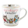 [R6810] - White Multicolored 'Chouettes' Porcelain Mug (a Great Family! ) - 100x85cm (32 Cl)