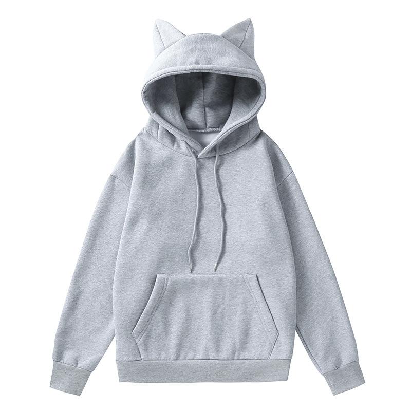 Autumn And Winter Women'S Cat Ear Design Hooded Fleece Sweater Women'S Hoodie Jacket Women