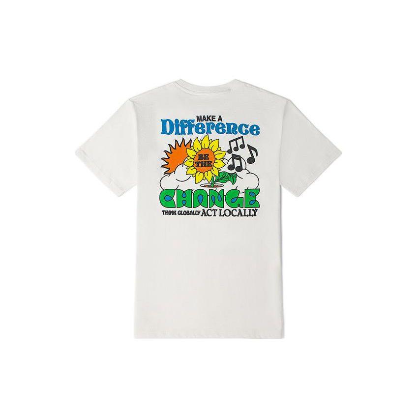 Vans American Vintage Sunflower Pattern Printed Crew Neck Short Sleeve T-Shirt Unisex T-Shirt White VN0A7PL87VJ