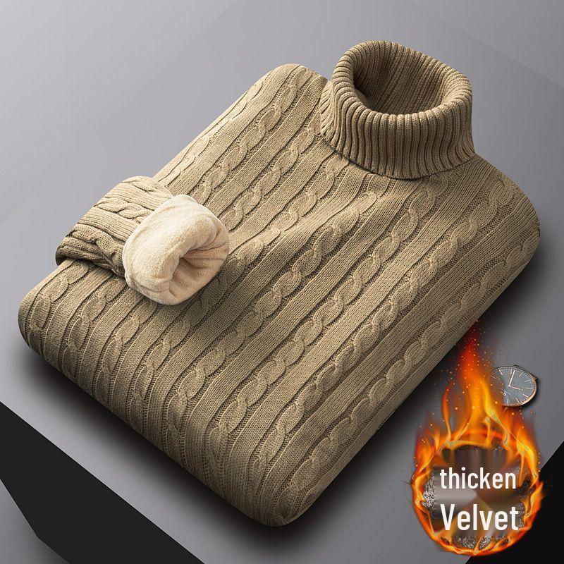 Men's 2023 Thick Velvet Turtleneck Sweater – Warm, High-End, 100% Cotton, Stylish and Comfortable