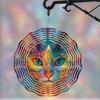 Vibrant Psychedelic Cat Wind Chime Colorful Outdoor Hanging Decor for Garden Patio Party All Season Metal Art Gift