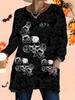 2025 Autumn Winter New Plus Size Women's Tops, Halloween 3D Print Fashion Crew Neck Long Sleeve T-Shirts
