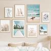 Голубое море, пляж, жемчужная ракушка, цветной скандинавский плакат и принты, настенная живопись на холсте, картины для украшения гостиной, дома