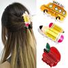 1pc Cartoon Small Cute Acrylic  Back-to-school Season School Bus, Pencil, Apple and Calculator Style Hairpin, Small Hair Claw