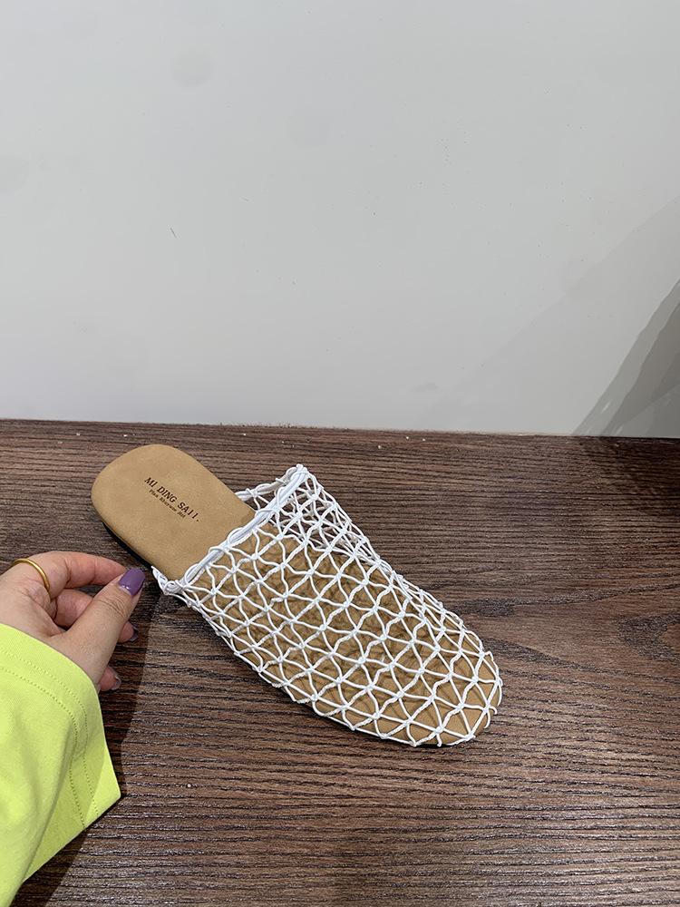 Сабо-сетка от интернет-знаменитости, женская обувь, пляжные сандалии, крутые шлепанцы с закрытым носком, модные весенне-летние сандалии в римском стиле на плоской подошве