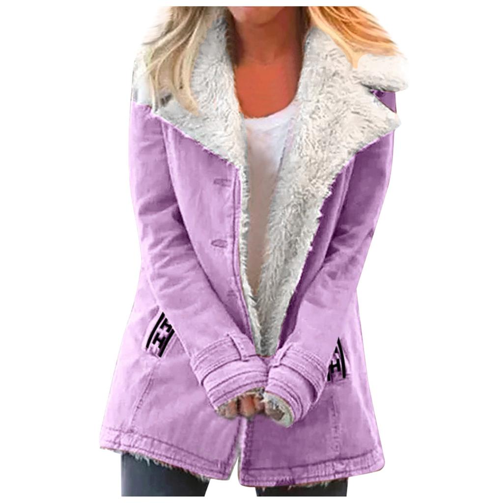 Women's Casual Fashion Loose Solid Color Hat Plus Fleece Collar Pocket Jacket
