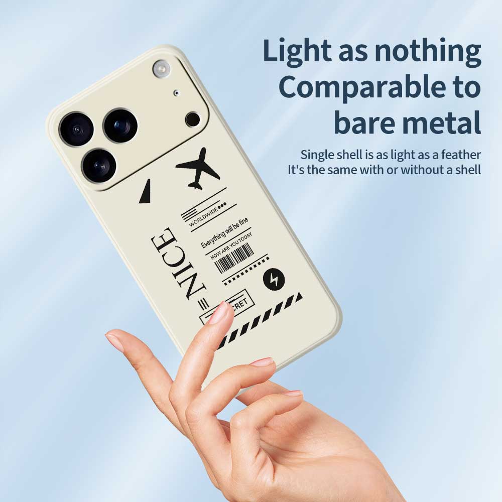 For iPhone 17 Pro Case Boarding Ticket Pattern Printing Straight Edge TPU Phone Back Cover