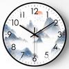 10-inch 25cm New Chinese Style Landscape Wall Clock Home Living Room Silent Hole-free Wall Hanging Clock Decoration
