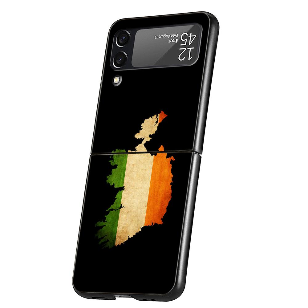 Чехол для телефона с флагом Ирландии для Samsung Galaxy Z Flip 3 4 5 6 7 Жесткий Черный Складной ПК Для Samsung Z Flip3 Flip4 Flip5 Чехол